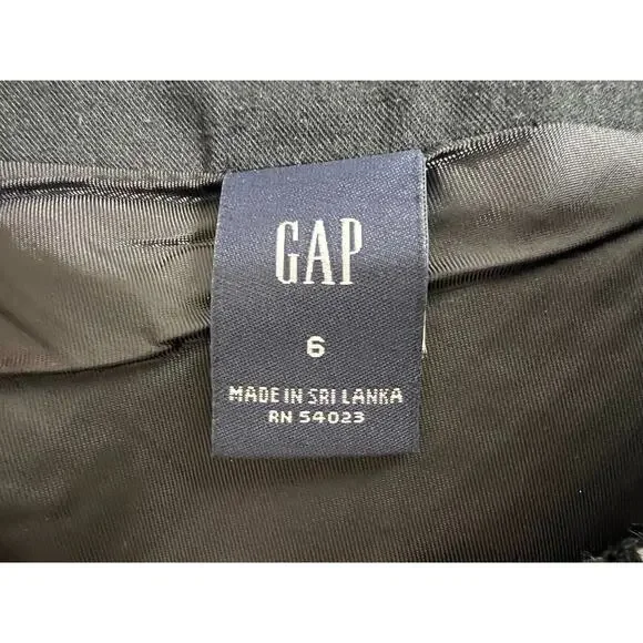 Gap Tweed Y2K Wool Blend Velvet Trim Skirt Womens Size 6 Lined Side Zip Black - Picture 6 of 8